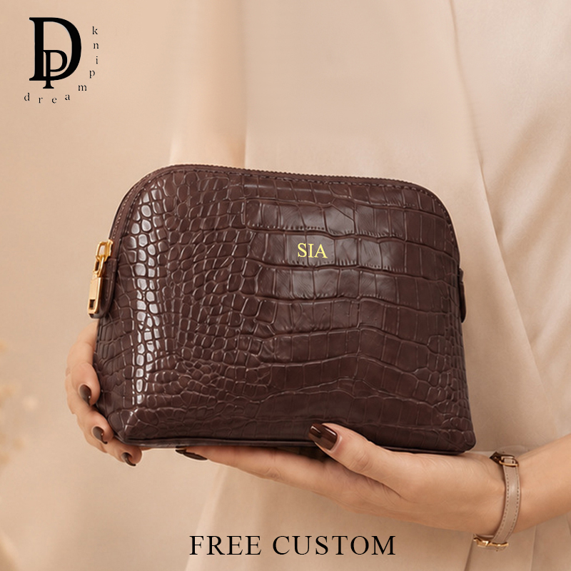 Luxury Skincare Samples - Luxury Crocodile Leather Pattern Cosmetic Bag