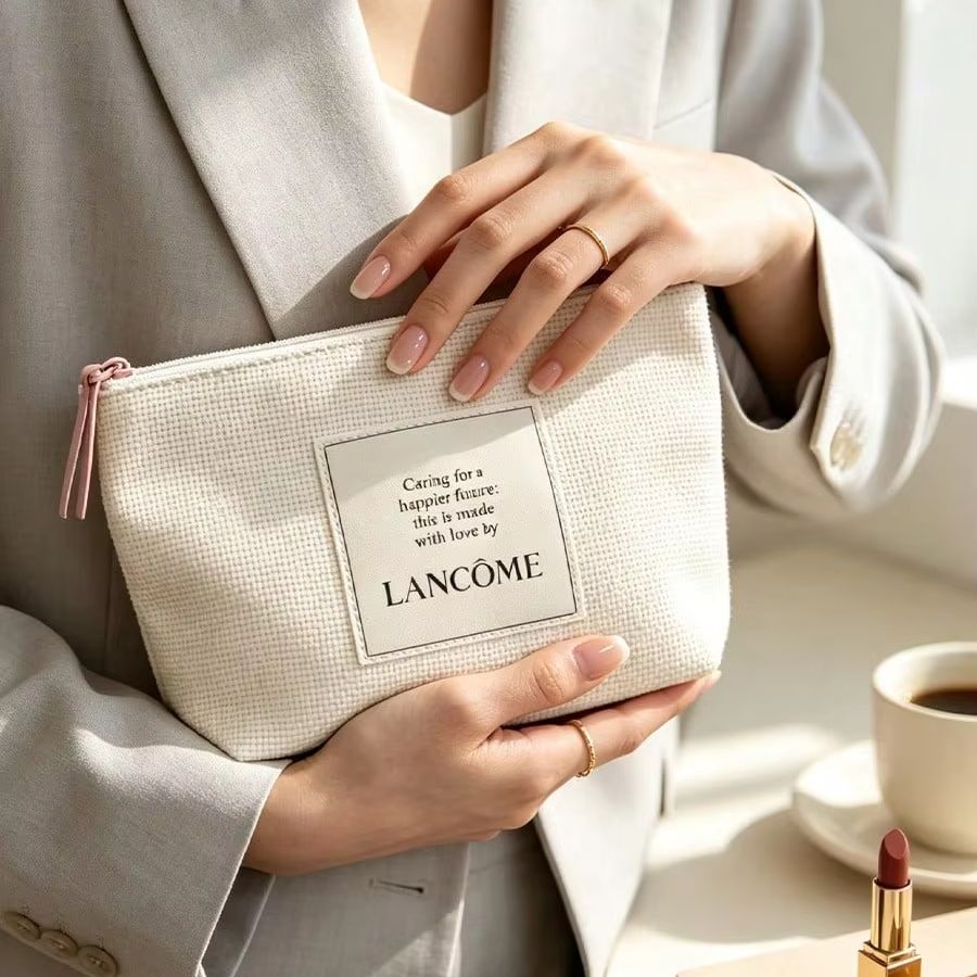 Lancome’s bag Cream White Text - Luxury Skincare Samples recension och pris